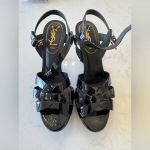 Yves Saint Laurent Glossy Black Sandals